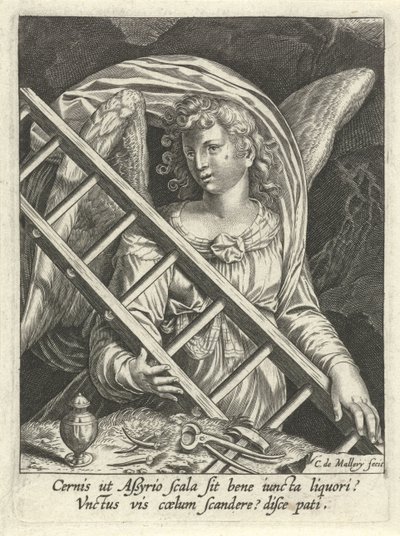 Angel with Ladder, Hammer, Nails and Ointment Vessel by Karel van Mallery
